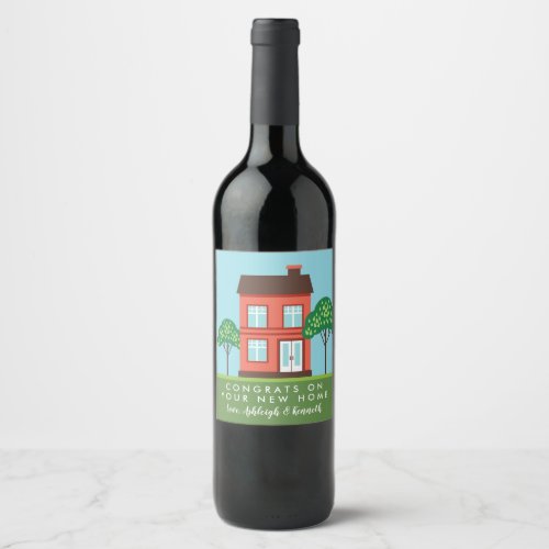 Congrats On Your New Home Cute House Wine Label