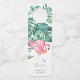 Congrats On Your New Home Pink Flamingo Wine Tag