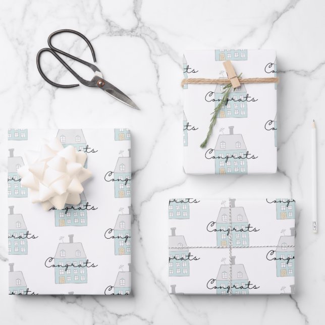 Congrats On Your New Home Wrapping Paper Sheets (Front)