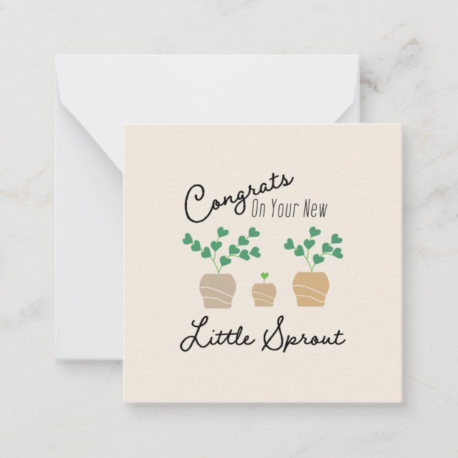 Congrats on Your New Little Sprout Baby Note Card (Front)