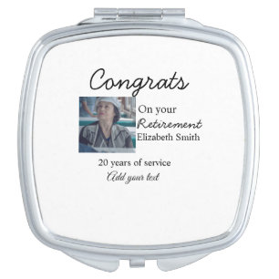 Congrats on your retirement add photo name date mi compact mirror