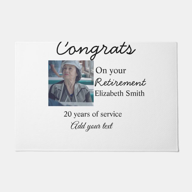 Congrats on your retirement add photo name date mi doormat (Front)