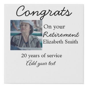 Congrats on your retirement add photo name date mi faux canvas print