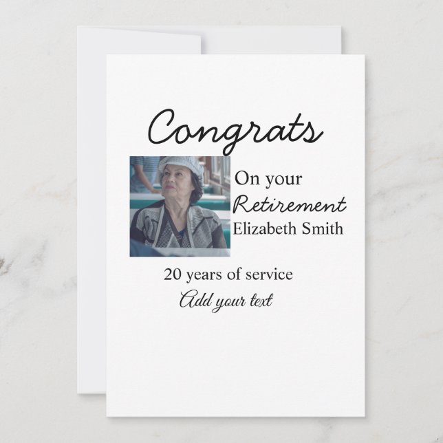 Congrats on your retirement add photo name date mi invitation (Front)