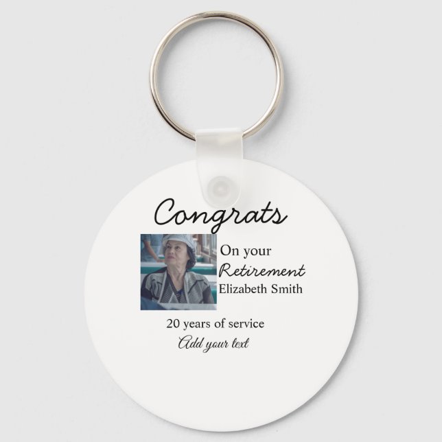 Congrats on your retirement add photo name date mi keychain (Front)