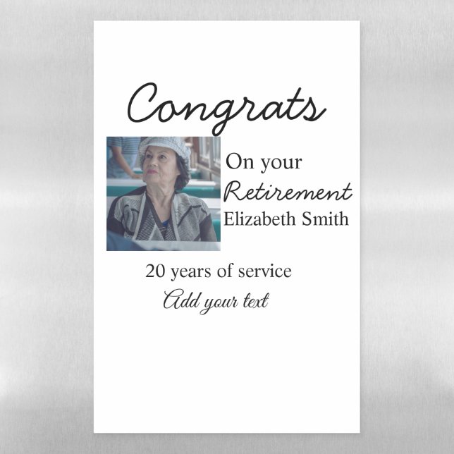Congrats on your retirement add photo name date mi magnetic dry erase sheet (Vertical)