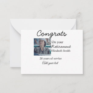 Congrats on your retirement add photo name date mi note card