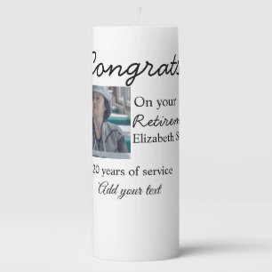 Congrats on your retirement add photo name date mi pillar candle