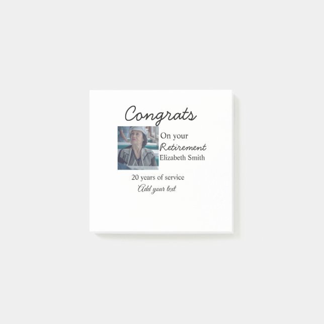 Congrats on your retirement add photo name date mi post-it notes (Front)