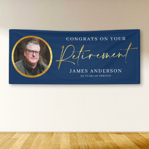 Congrats on Your Retirement Photo + Gold Script Banner