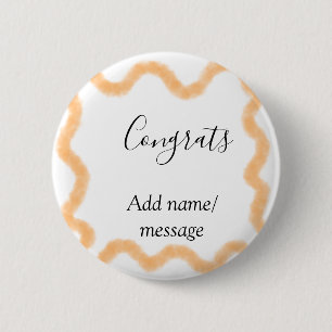 Congrats orange spiral Spanish border boho retro n Button
