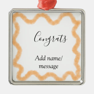 Congrats orange spiral Spanish border boho retro n Metal Ornament