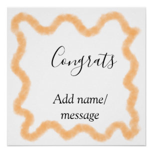 Congrats orange spiral Spanish border boho retro n Poster