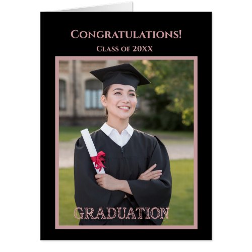 Congrats Oversized Photo Collage Black Graduation Card