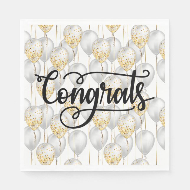 Congrats Party Balloons Napkins (Front)