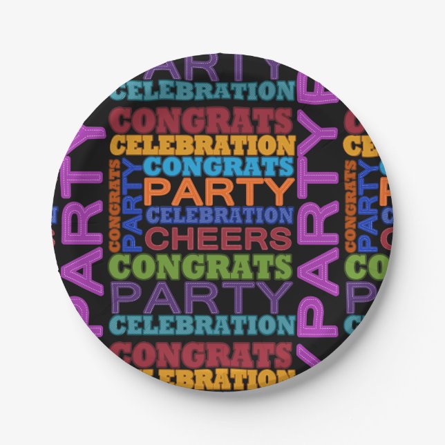 congrats party celebration paper plates (Front)