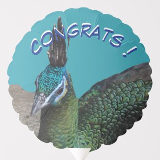Congrats Peacock Face Balloon