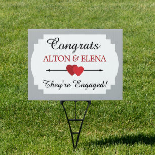 Congrats! Personalized Engagement yard sign