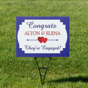 Congrats! Personalized Engagement yard sign