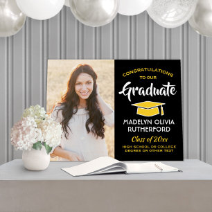 Congrats Photo Black Gold Yellow White Graduation Foam Board