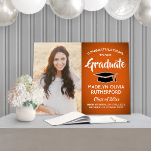 Congrats Photo Orange Black and White Graduation Foam Board