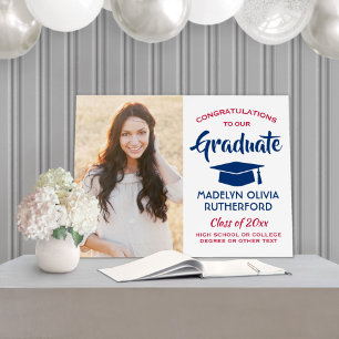 Congrats Photo Red White and Blue Graduation Foam Board