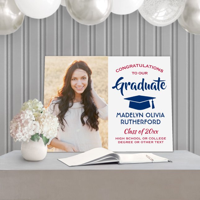 Congrats Photo Red White and Blue Graduation Foam Board (Creator Uploaded)