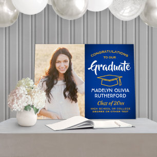 Congrats Photo Royal Blue Gold Yellow Graduation Foam Board