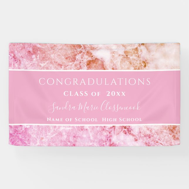 Congrats Pink Amethyst Crystal Graduation Banner (Horizontal)