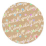 Congrats Polka Dots On Faux Kraft Paper Background Classic Round Sticker