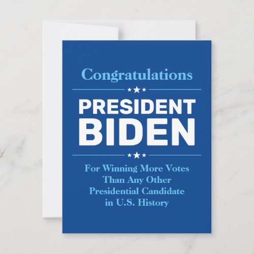 Congrats President Biden Most Voted Candidate Card
