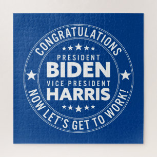 Congrats President Biden VP Harris Custom Colors Jigsaw Puzzle