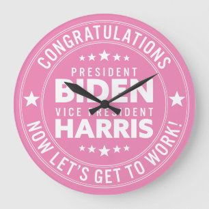 Congrats President Biden, VP Harris! Custom Colors Large Clock