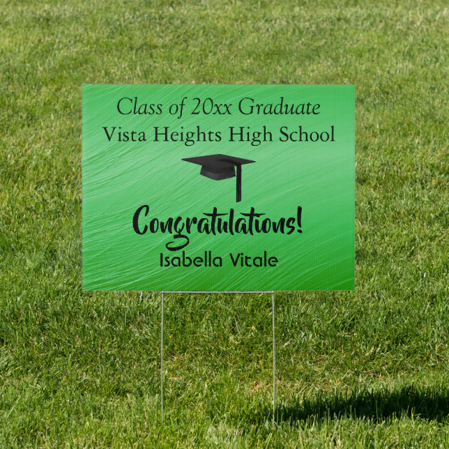 Congrats Pretty Green School Graduation Sign | Zazzle