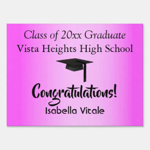 Congrats Pretty Pink School Graduation Sign