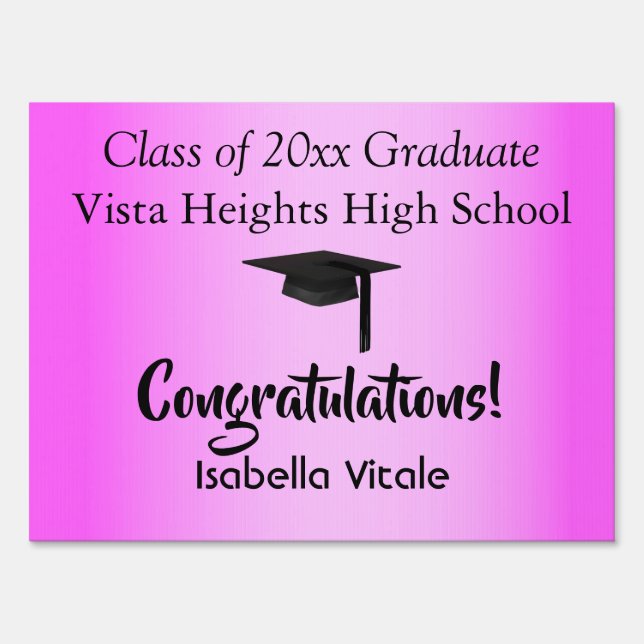 Congrats Pretty Pink School Graduation Sign (Front)