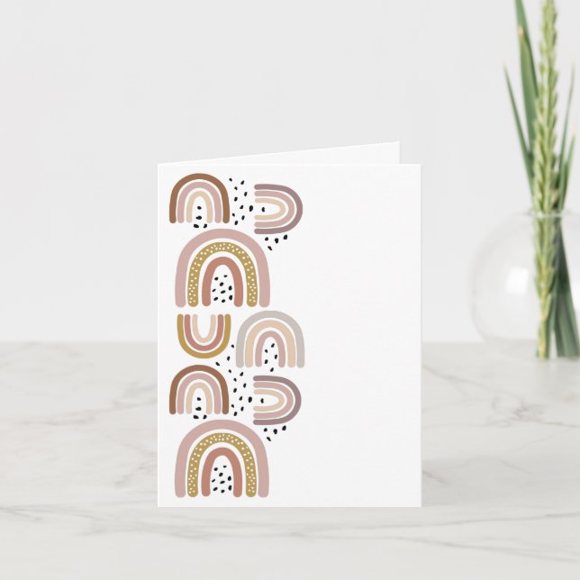 Congrats Rainbows Neutral Colors Greeting Card (Front)