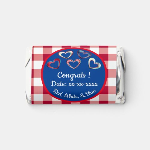Congrats Red White And Blue Foil Hearts Custom Hersheys Miniatures