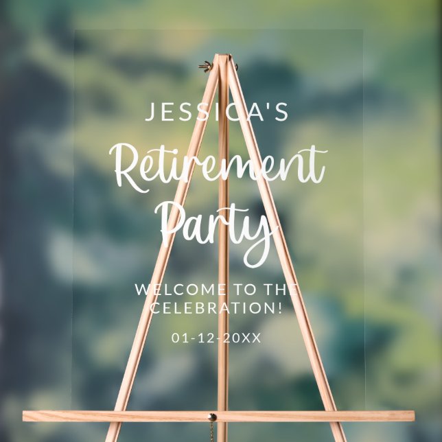 Congrats Retirement Party Welcome Acrylic Sign (Neutral)