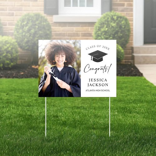 Congrats! Script Photo Graduation Yard Sign