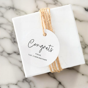 Congrats Simple Chic Modern Elegant Family Name Favor Tags