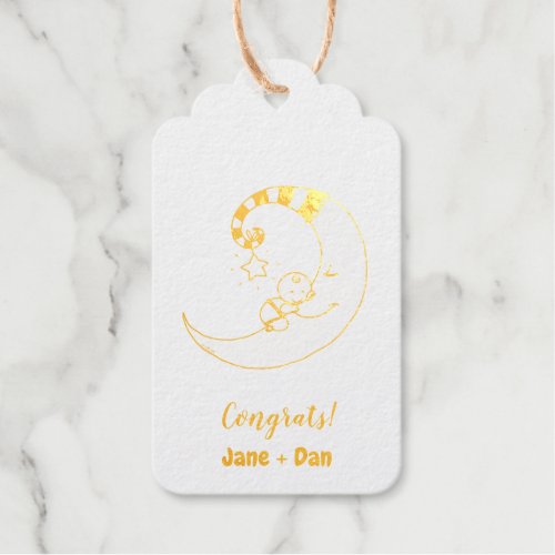 Congrats sleepy baby and moon foil gift tags