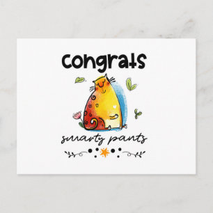 Congrats Smarty Pants Cartoon Cat Postcard