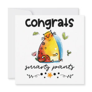 Congrats Smarty Pants Funny Cat Cartoon Card