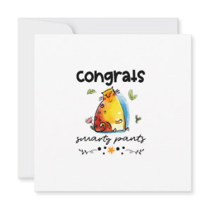 Congrats Smarty Pants Funny Cat Cartoon Card