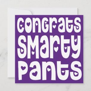 Congrats Smarty Pants Text Hearts Exam Purple
