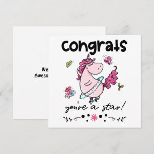 Congrats Star Cartoon Dancing Unicorn Humor Card