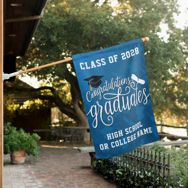 Congrats the Graduates Custom School Graduation House Flag
