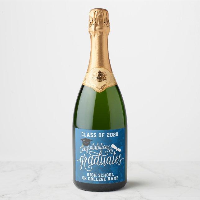 Congrats the Graduates School Graduation Party Sparkling Wine Label (Front)
