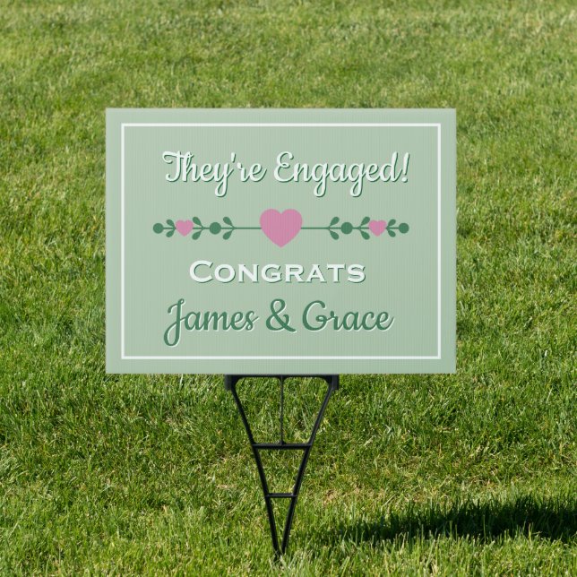Congrats! They're Engaged Personalized yard sign (Insitu)
